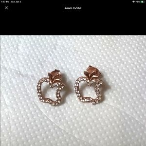 Rose Gold Plate Sterling Silver Apple earrings with CZs.